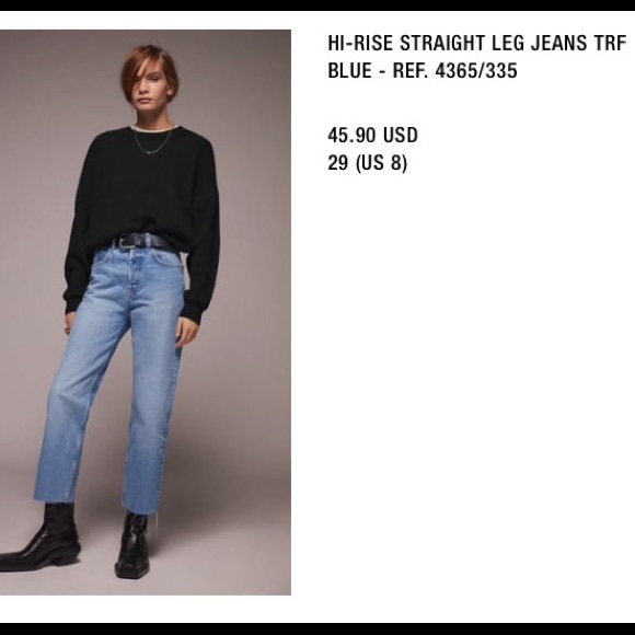 Zara | Jeans | Zara Hirise Straight Leg Jeans Trf Blue | Poshmark
